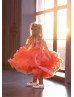 Coral Tulle Ruffle Flower Girl Dress Birthday Dress